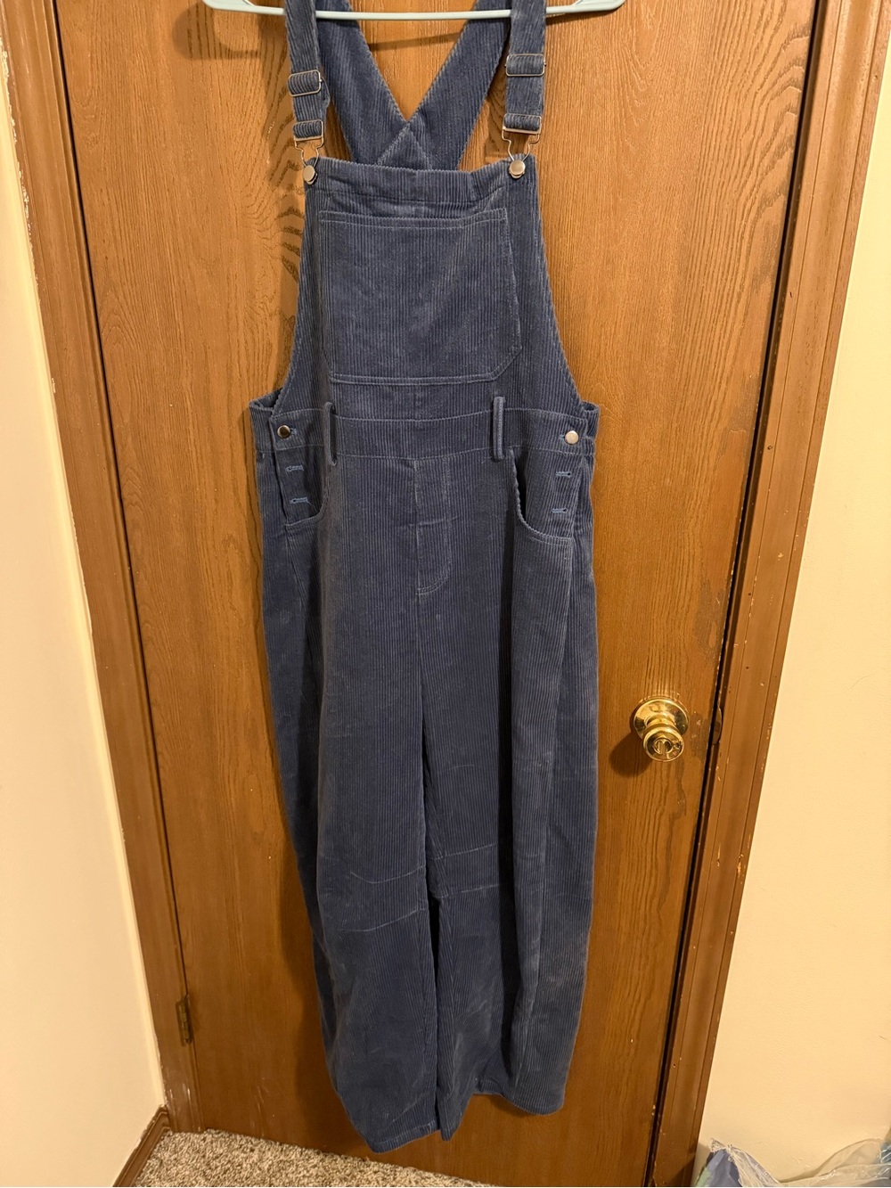 Corduroy Wide-Leg Overalls in Navy